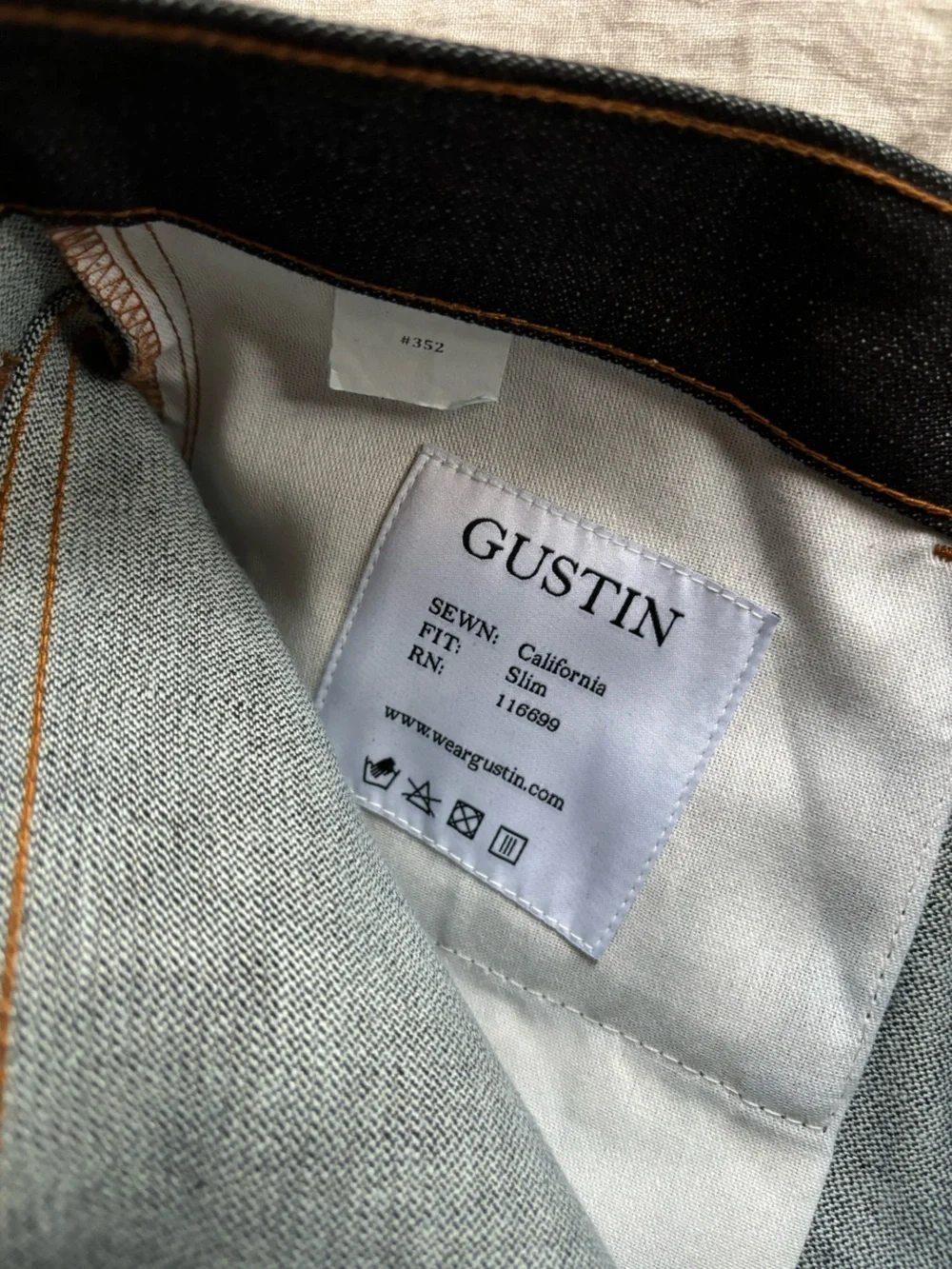 NWOT Gustin #352 Japanese Raw Denim Jeans